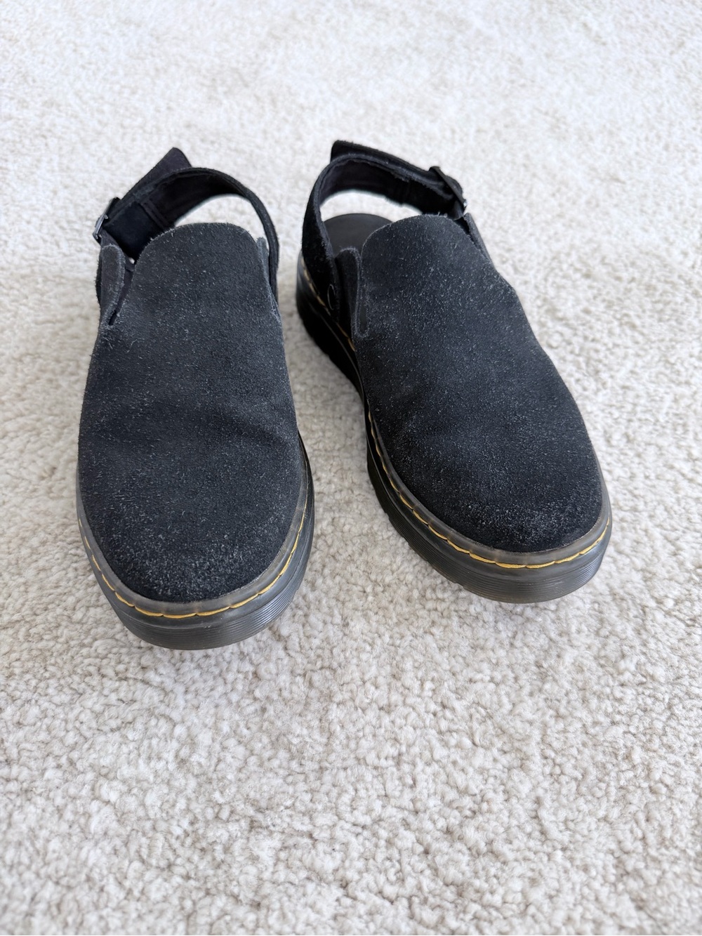 Women’s Size 5 Dr. Martens Black Suede Slip-On Sandals